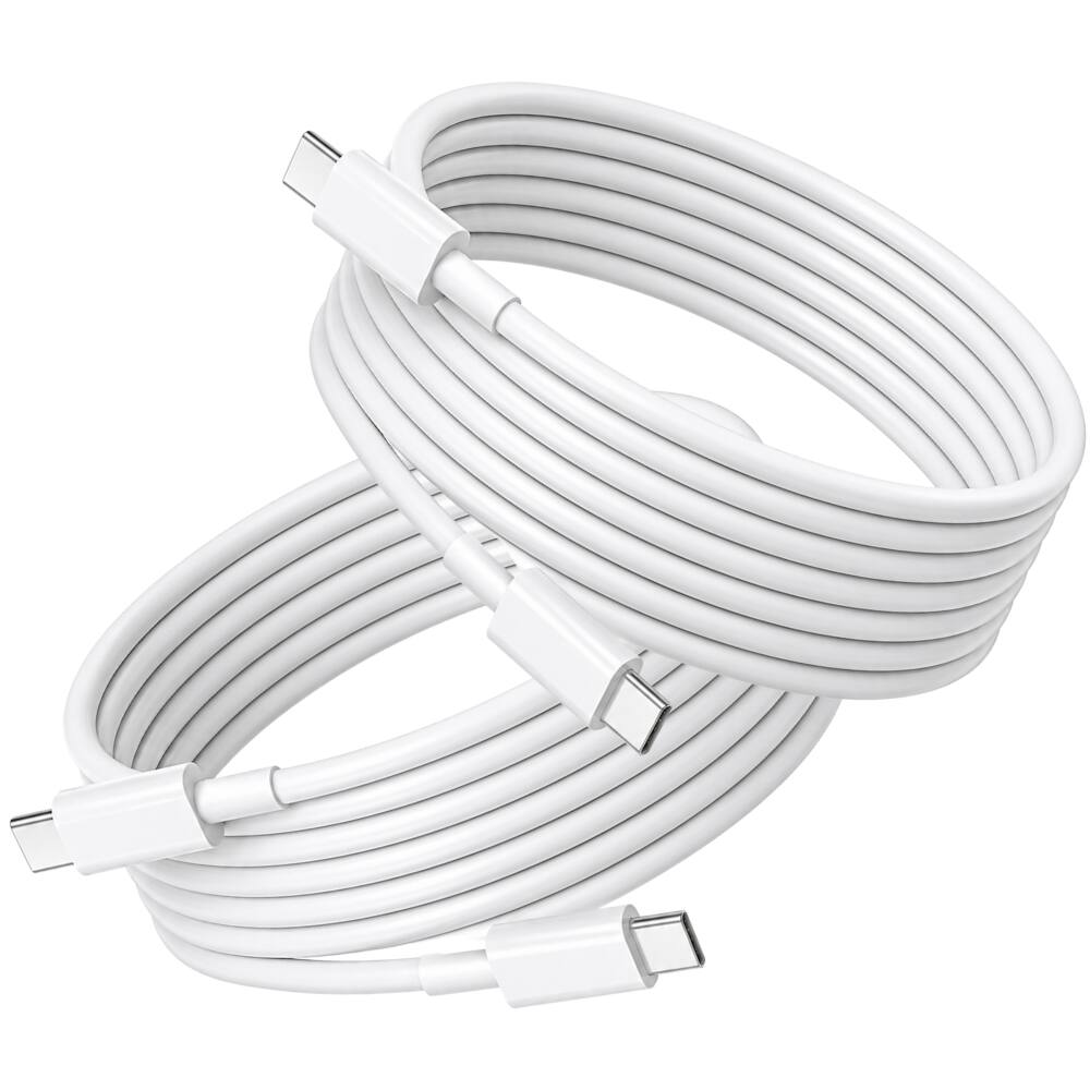 Alt View 4. Qixxronics - 2PCS 6FT USBC to USBC Charger Cable Charging & Data Transfer for iPhone 17/16/15, iPad, Samsung Galaxy, Tablets, Laptops - White.