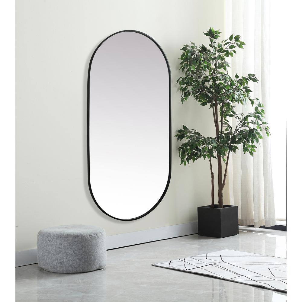 Alt View 6. Elegant Decor - Metal Frame Oval Mirror 30x60 Inch in Black - Black.