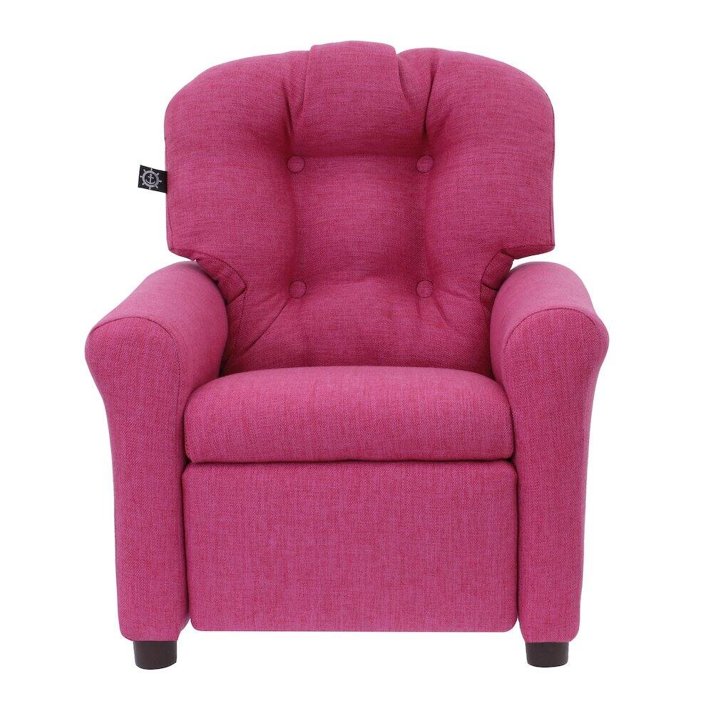 Angle. Crew - Traditional Kids Recliner Chair - Magenta.