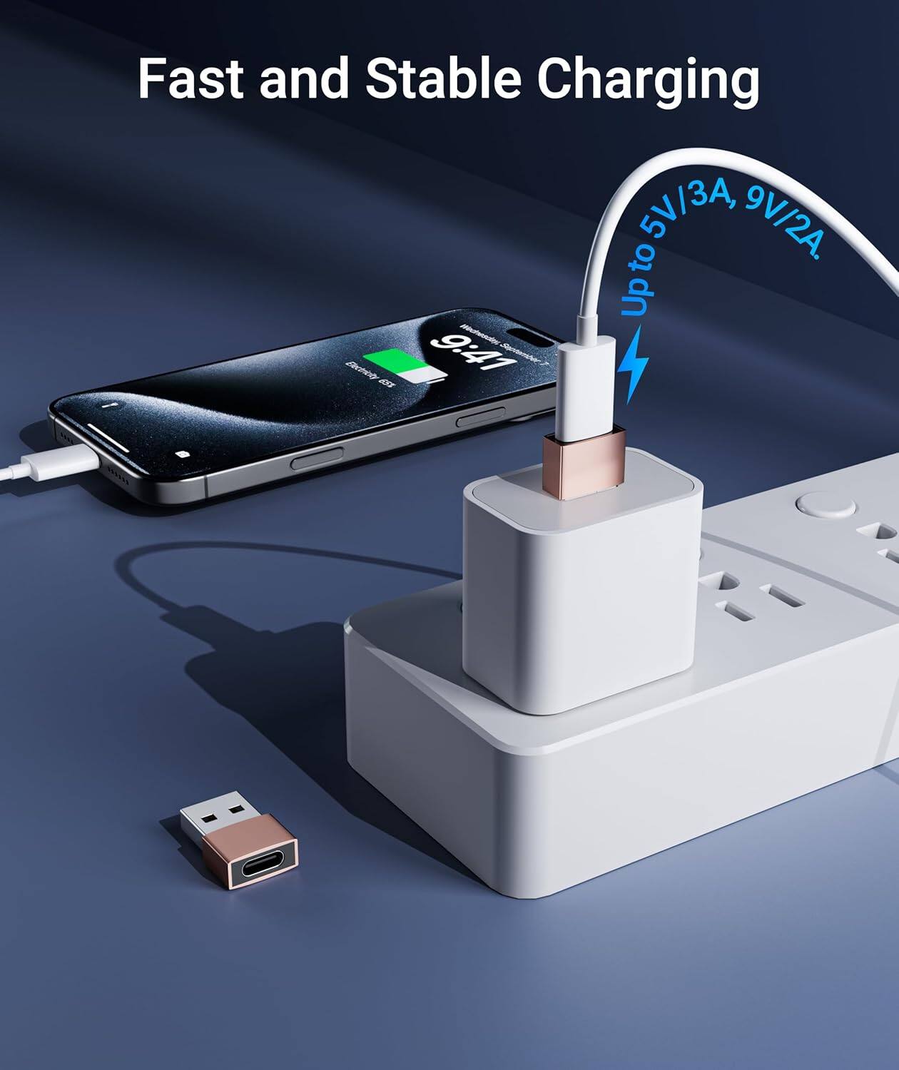Fast and Stable Charging

Up to 5V/3A, 9V/2A.