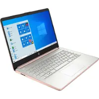 HP - 14-dq0000 14" LCD 1366 x 768 (HD) Touch Screen Laptop - Intel Celeron with 4GB Memory - 64 GB eMMC - Pale Rose Gold, Gold - Angle_Zoom