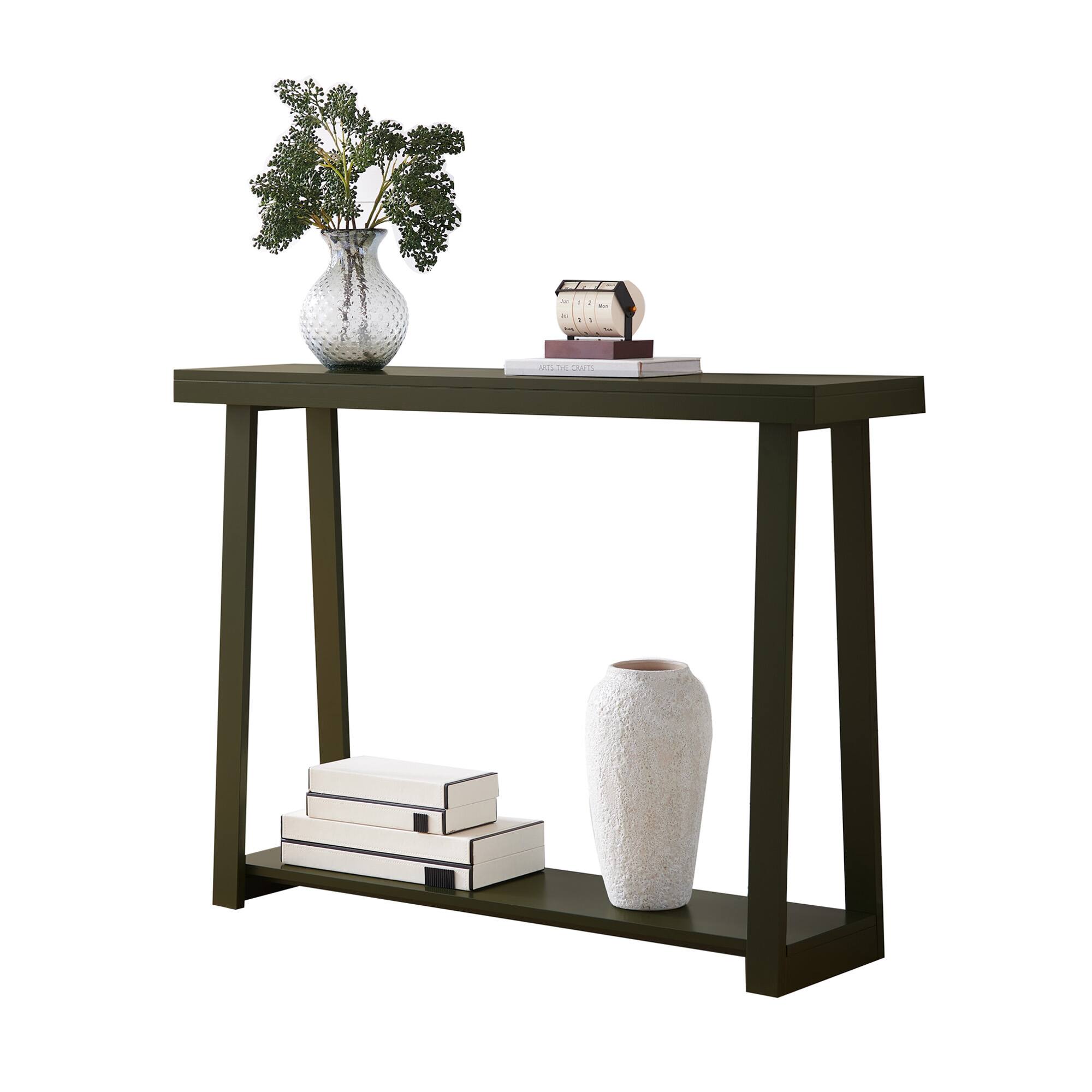 Angle. Kings Brand Furniture - Kings Brand Furniture Emma Narrow Console Table with Lower Shelf - Charcoal.