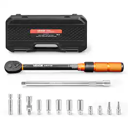 VEVOR - Torque Wrench 3/8-inch Drive Click Torque Wrench Dual Scale Readings, 5-45 lbf-ft / 6.8-61.2 N.m, ±3% High Precision - Black;Orange