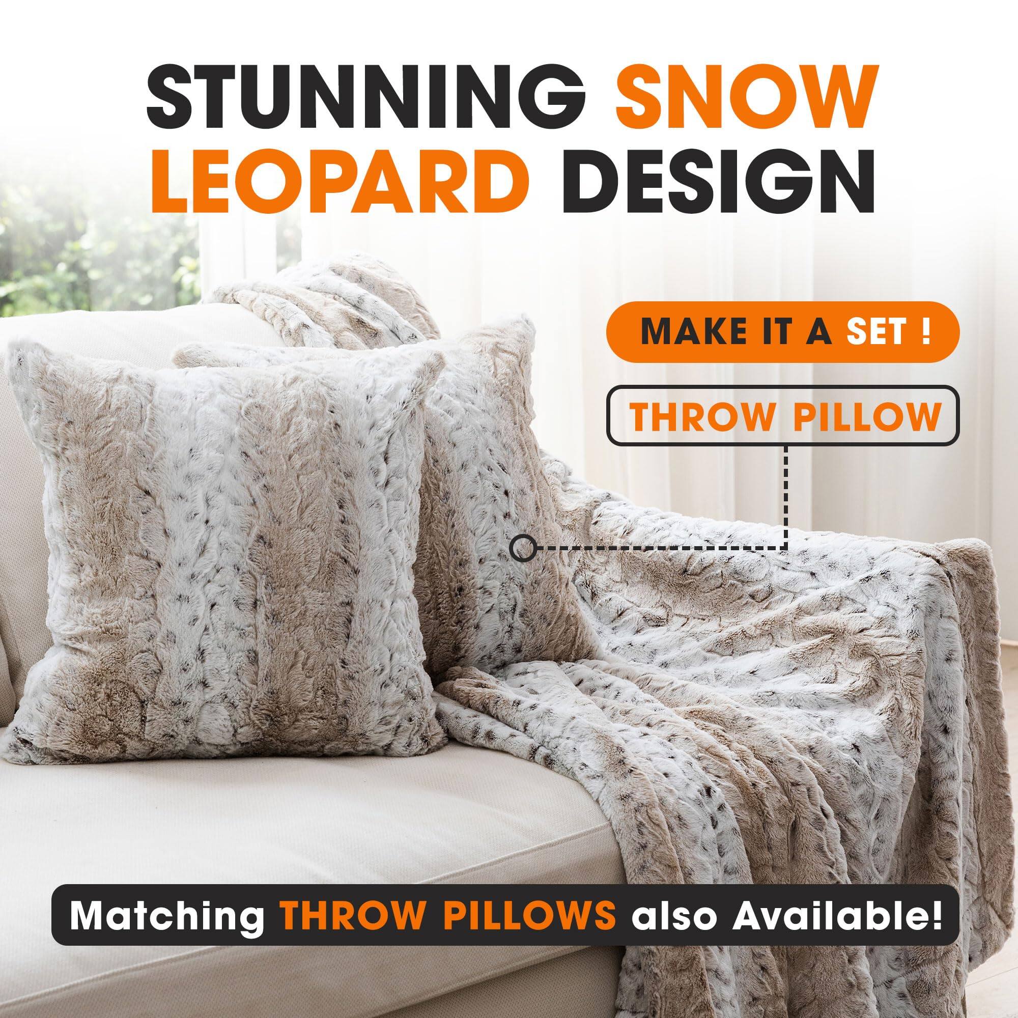 STUNNING SNOW LEOPARD DESIGN  
MAKE IT A SET!  
THROW PILLOW  
Matching THROW PILLOWS also Available!
