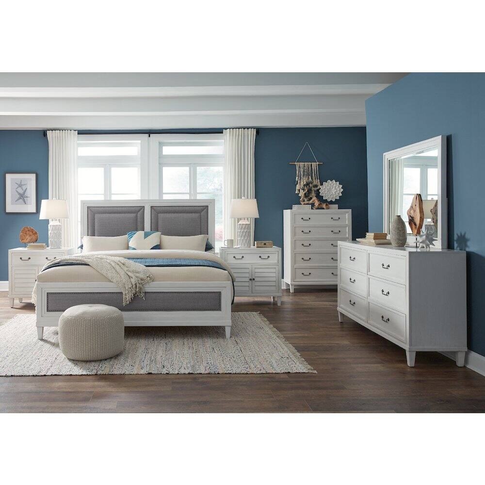 Alt View 1. American Woodcrafters - Dunescape 2 Door Nightstand - White - White.