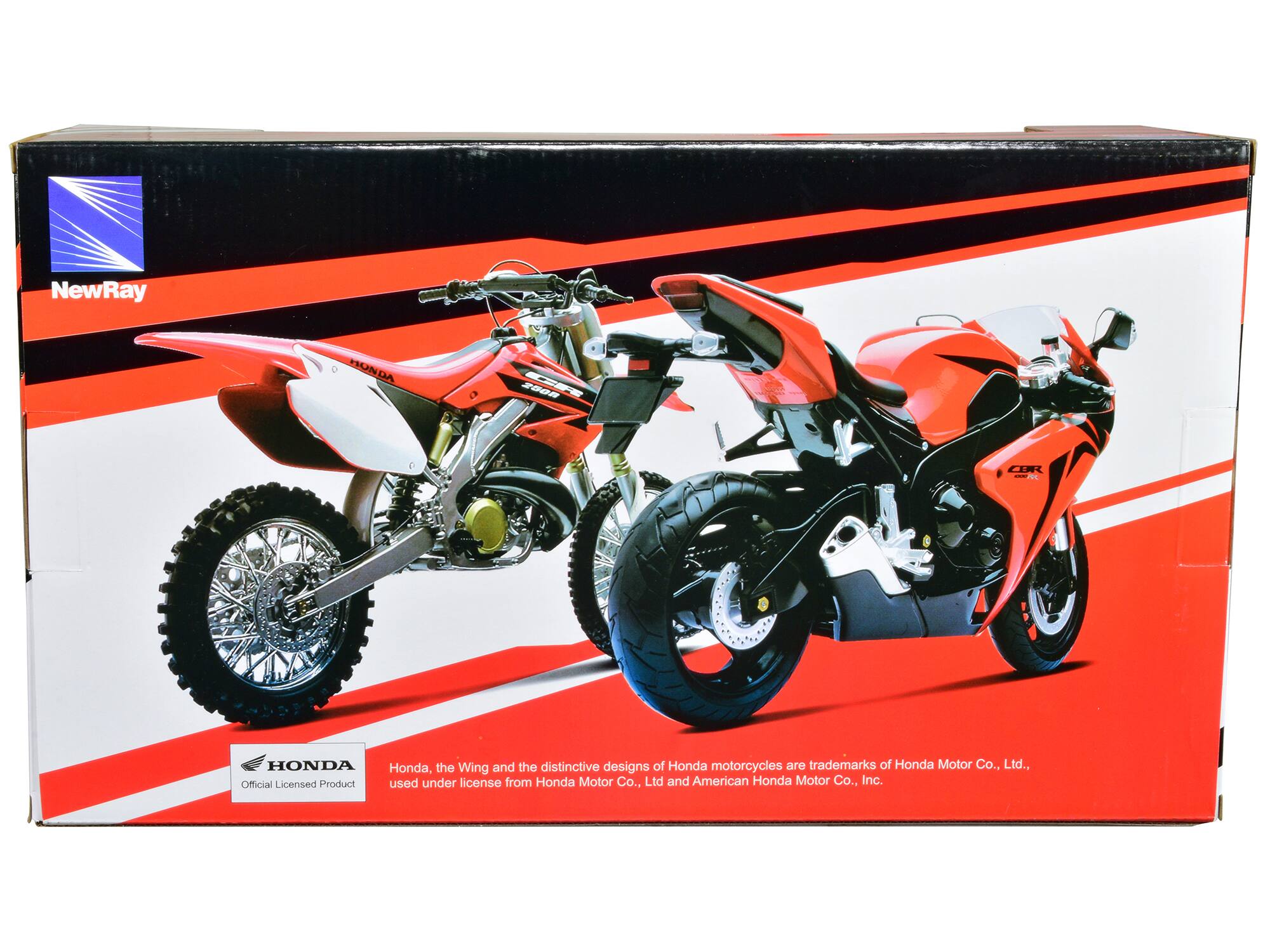 NewRay SUNDAY DA 2008 CR N HONDA Honda, the Wing and the distinctive designs of Honda motorcycles are trademarks of Honda Motor Co., Ltd., Official Licensed Product used under license from Honda Motor Co., Ltd and American Honda Motor Co., Inc.