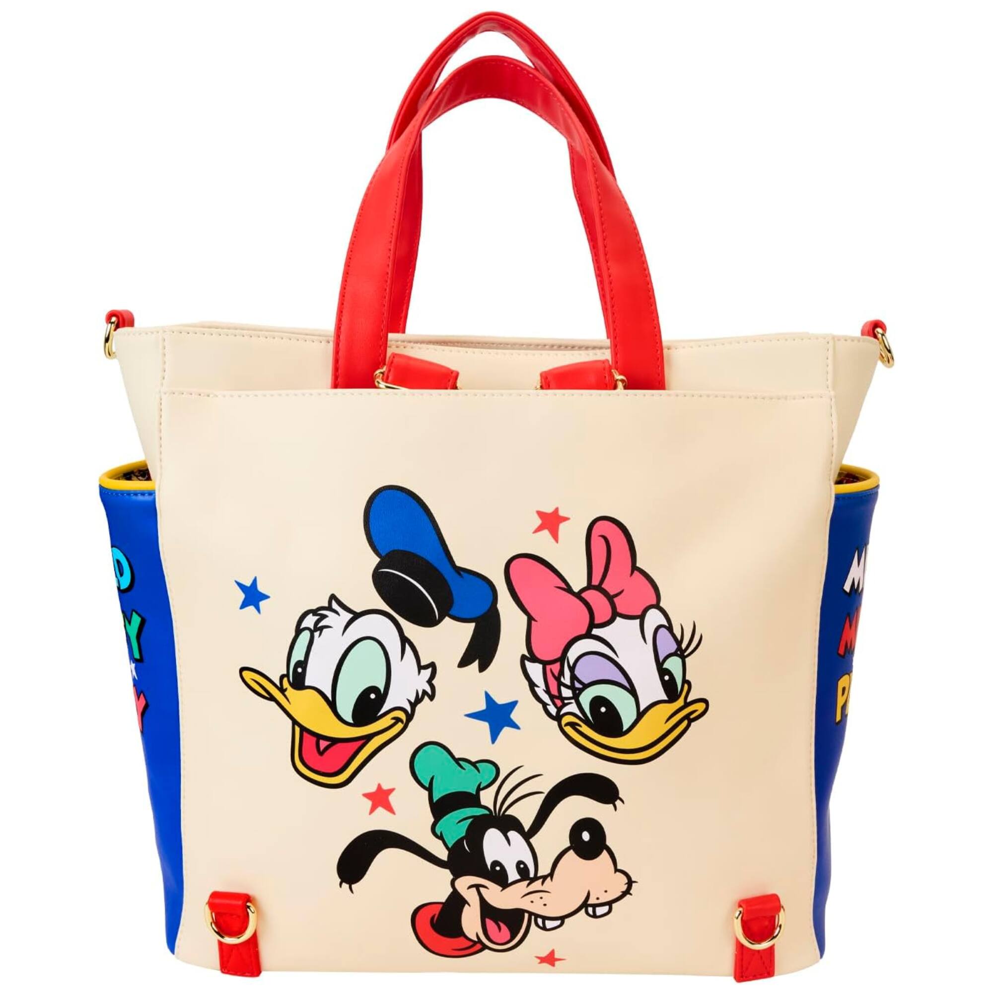 Alt View 4. LoungeFly - Loungefly Disney Mickey and Friends Retro Convertible Backpack & Tote Bag - Off-White.