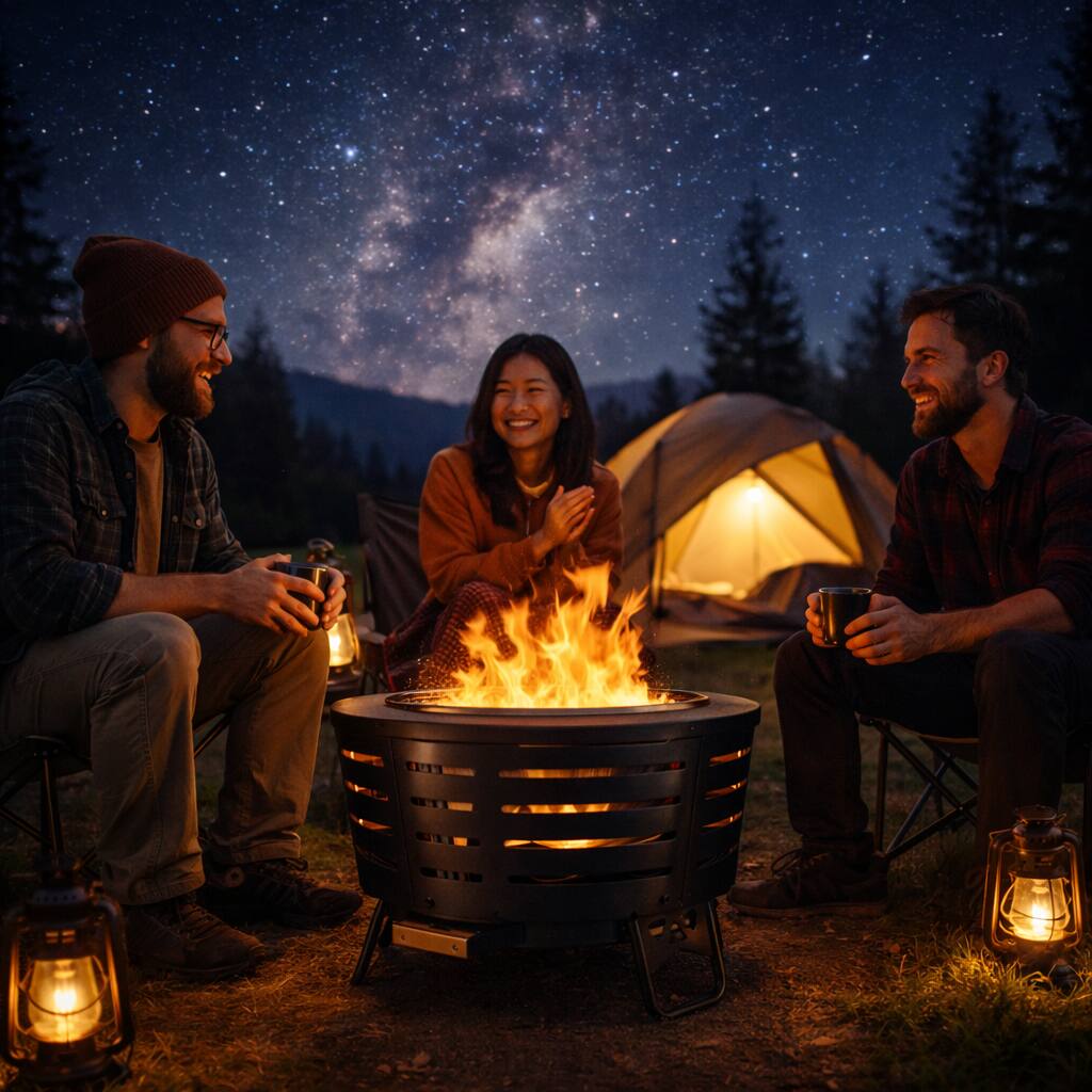 Alt View 1. Brano - 26 inch Smokeless Fire Pit - Triple Burn Technology, with Support Legs, Ash Pan & Tools for Backyard, Patio, Garden.