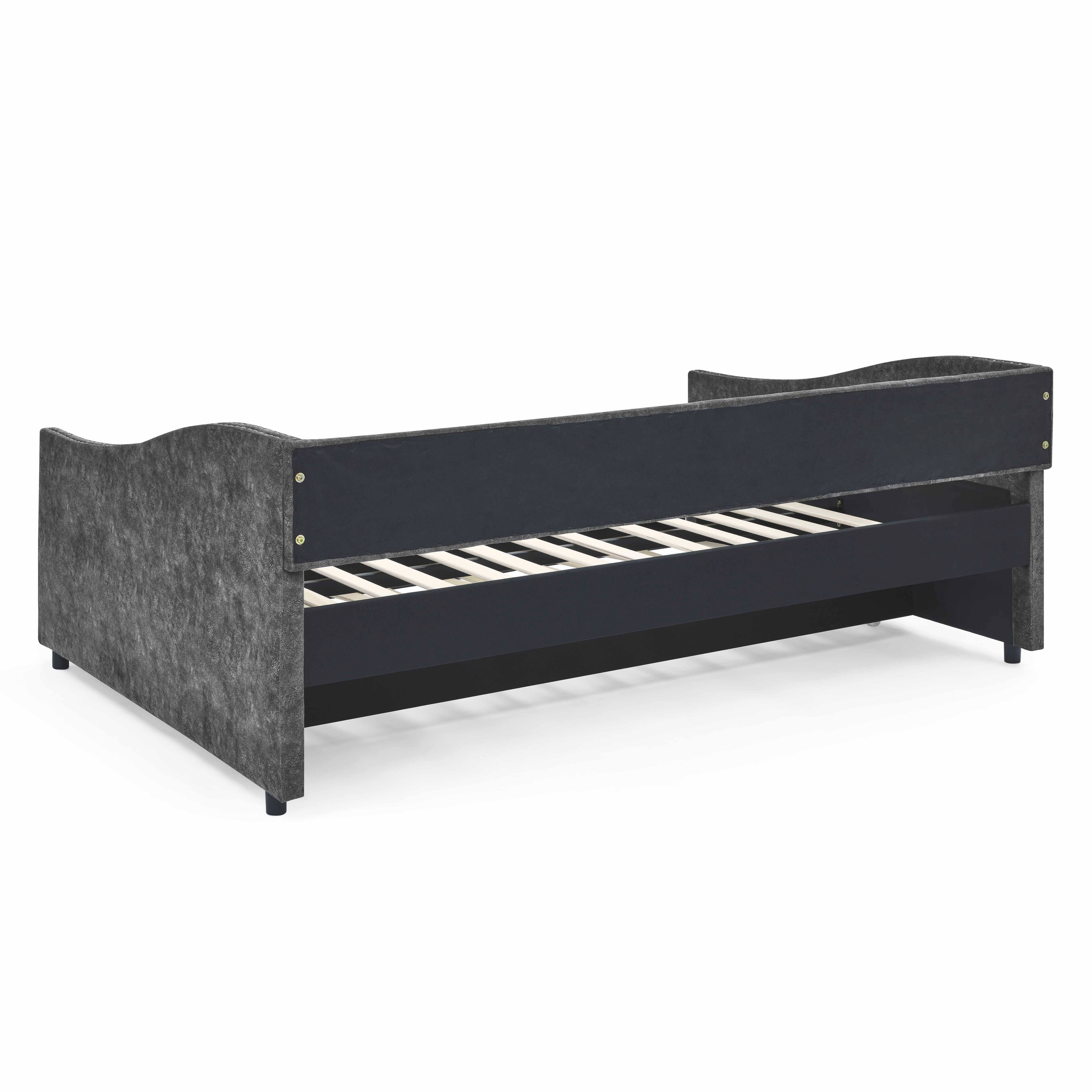 Alt View 6. Tiramisubest - Full Size Daybed with Twin Size Trundle Upholstered Tufted Sofa Bed, ,Grey (80.5"x55.5"x27.5") - Grey.