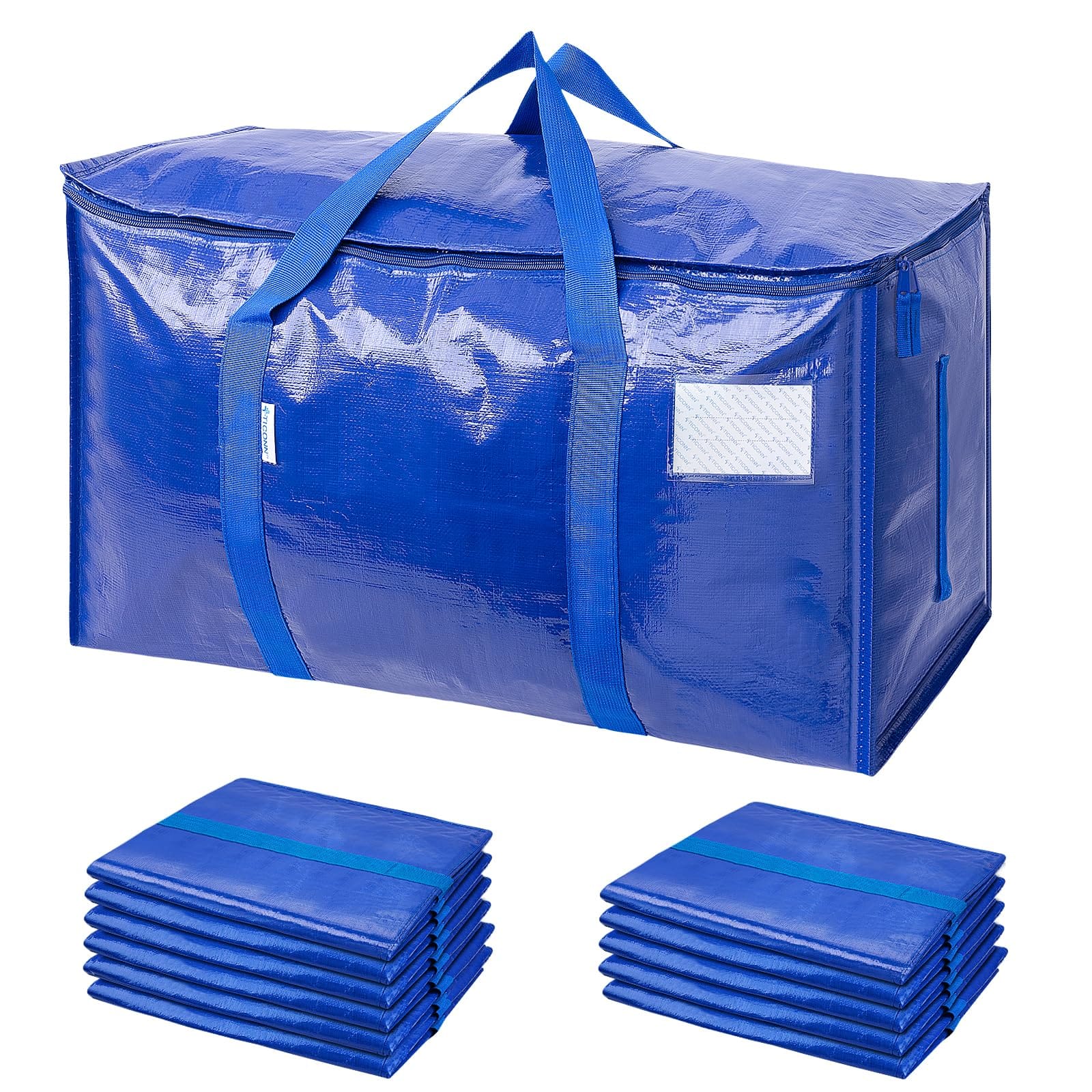 Fabibe - 2 Pack Extra Large Moving Bags With Zippers & Carrying Handles Heavy-duty Storage Tote Boxes For Space Saving - 12 Pack