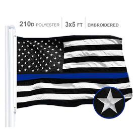 G128 - Thin Line Embroidered 210D Polyester Flag, 3 x 5 ft - Assorted Colors