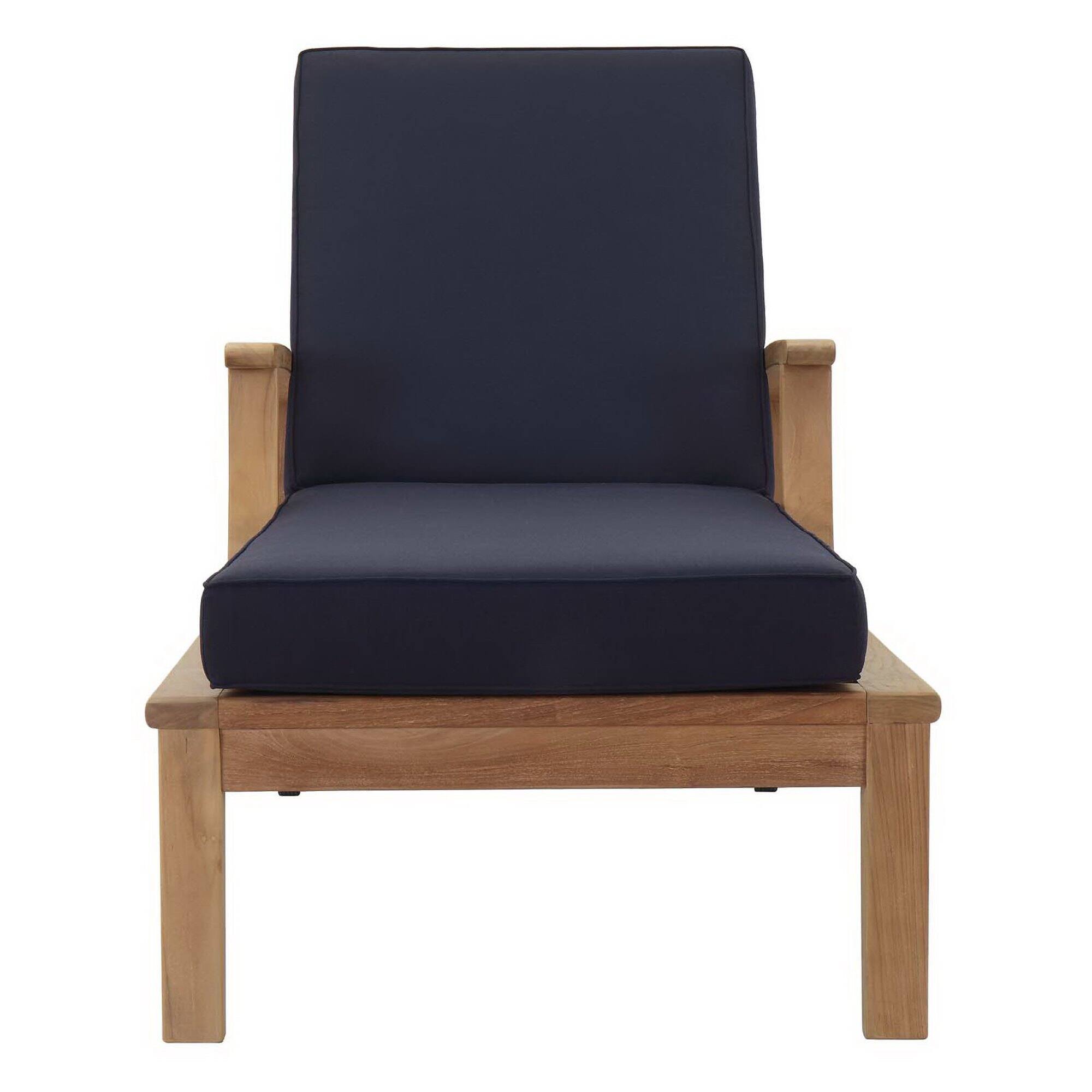Back. Modway - Marina Outdoor Patio Teak Single Chaise - Natural Navy.