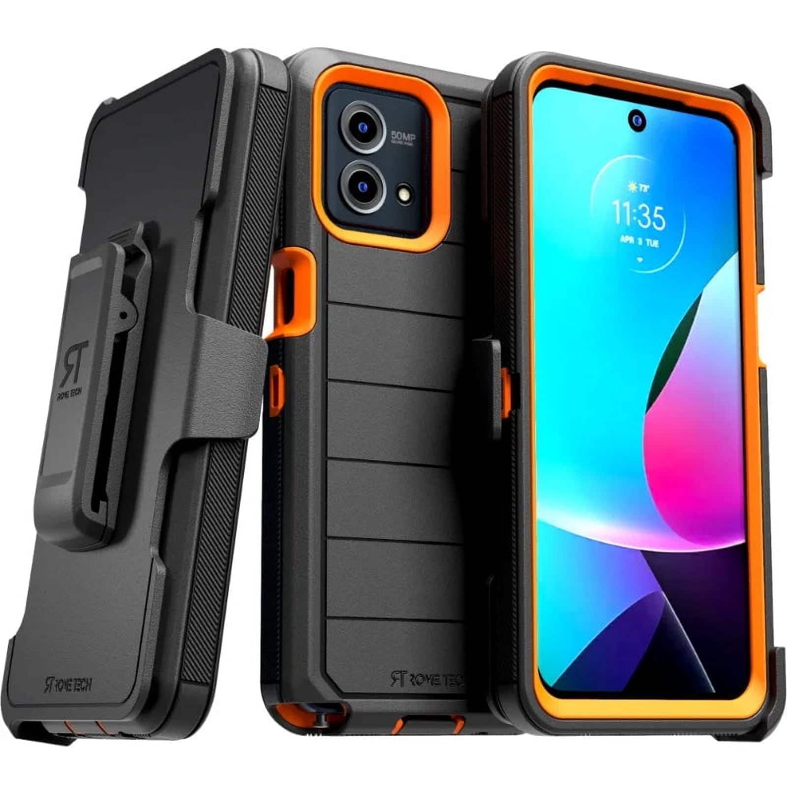 RomeTech - Defender Case for Motorola G Stylus 5G (2023) - Black / Orange