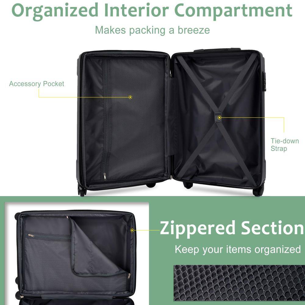 Organized Interior Compartment  
Makes packing a breeze  

Accessory Pocket  
Tie-down Strap  

Zippered Section  
Keep your items organized