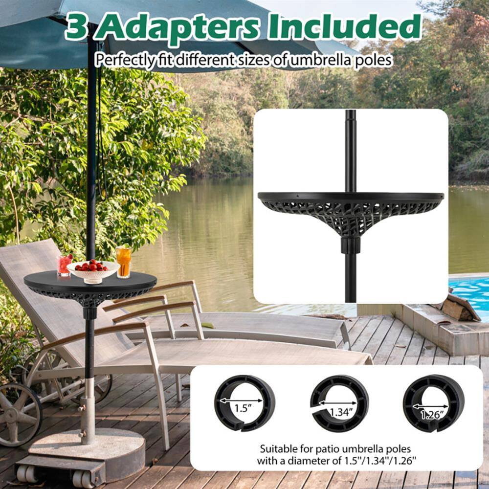 3 Adapters Included  
Perfectly fit different sizes of umbrella poles  
1.5" 1.34" 1.26"  
Suitable for patio umbrella poles with a diameter of 1.5"/1.34"/1.26"