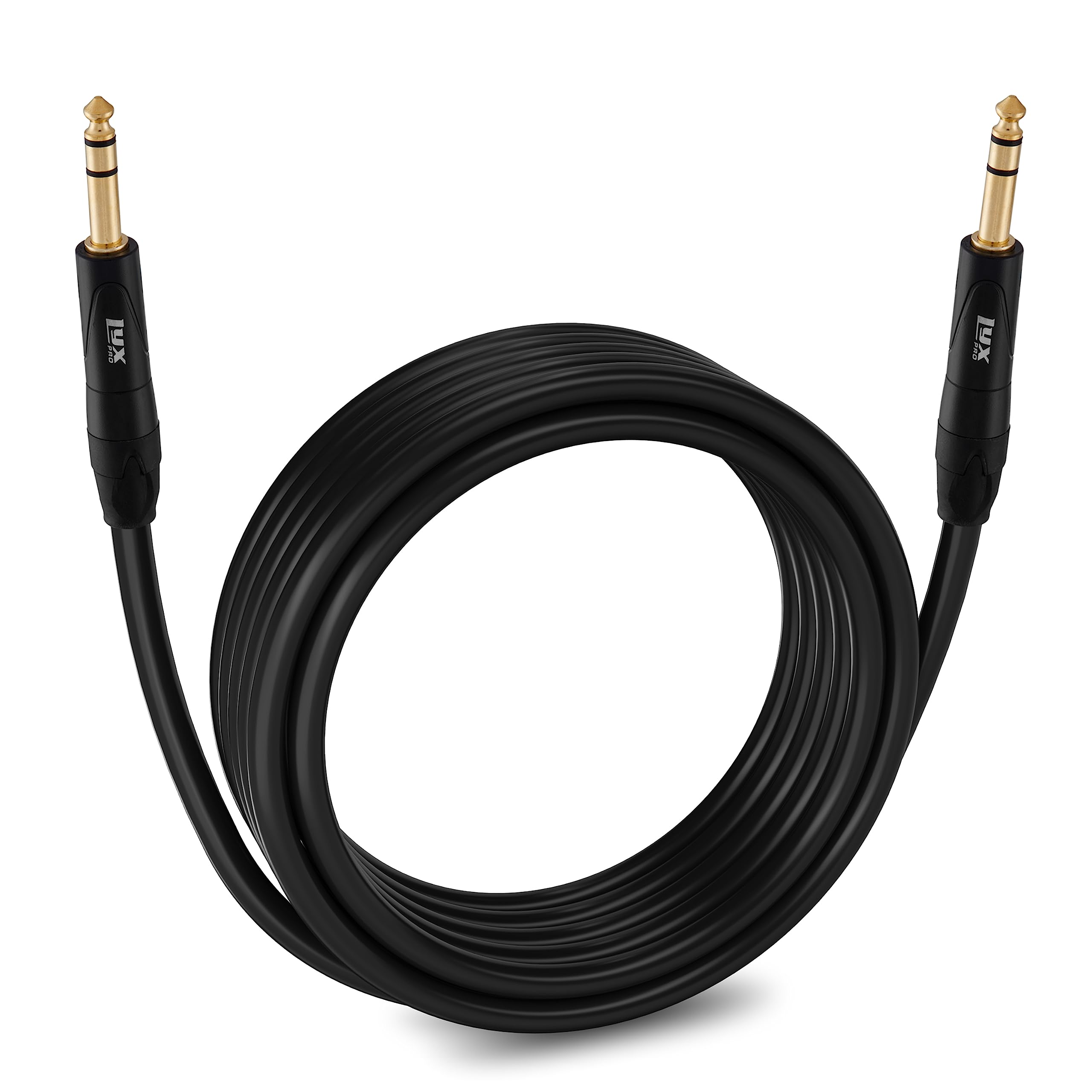 Front. Lyxpro - Balanced Audio 1/4 TRS Cable, Male to Male, Durable & Flexible 1/4 to 1/4 Audio Cable, 20 ft - Black.