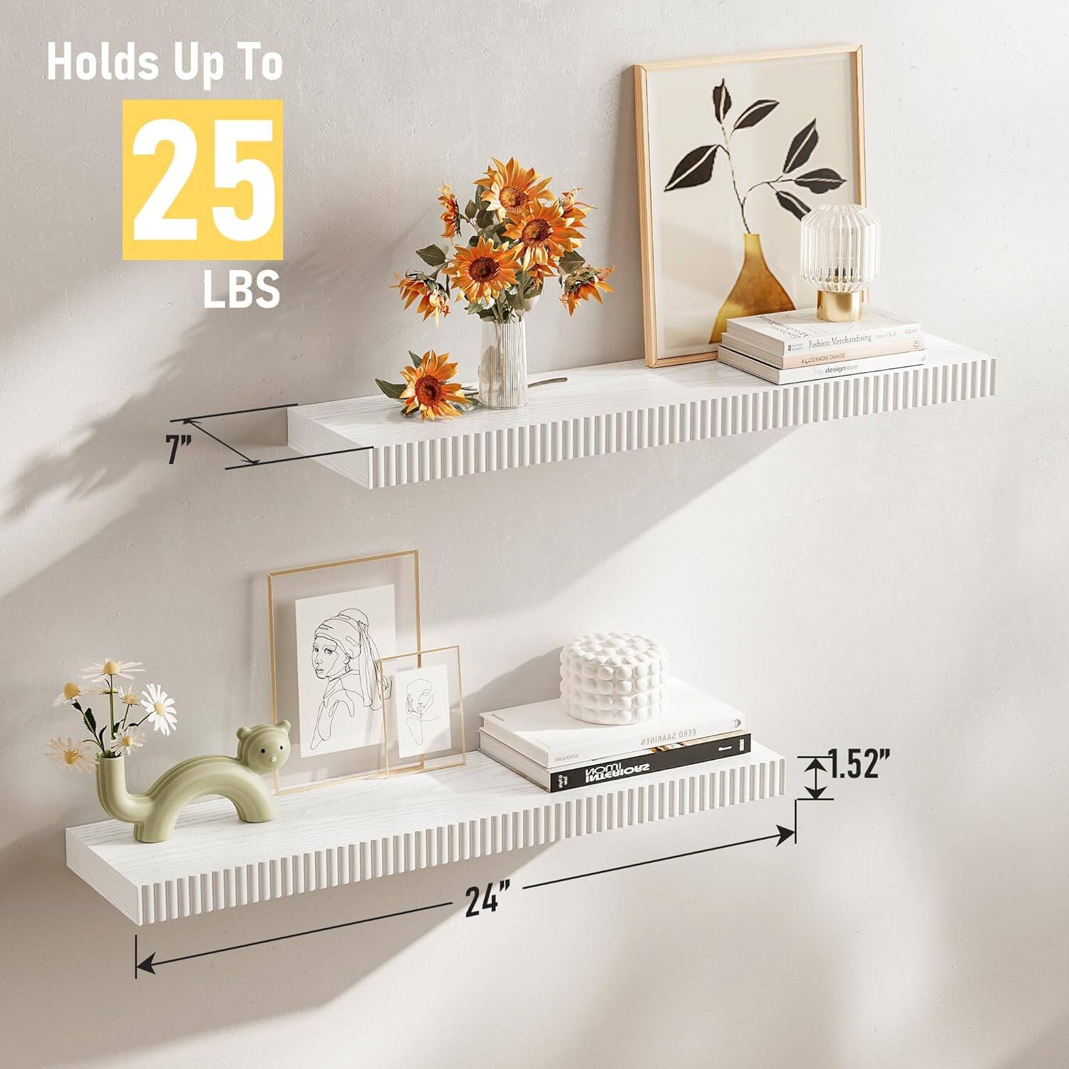 Holds Up To 25 LBS  
7"  
24"  
1.52"