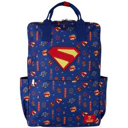 LoungeFly - DC Superman Nylon Full-Size School Backpack, 17in - Multicolored
