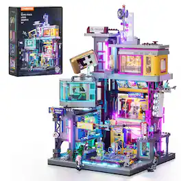 Lumibricks - Cyberpunk Game Center Building Bricks Set with LED Lighting, 2580 Pieces, Adult Display Model, Ages 16+