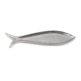 BreeBe - Metallic Aluminum Fish Platter 23.5"L - Gray