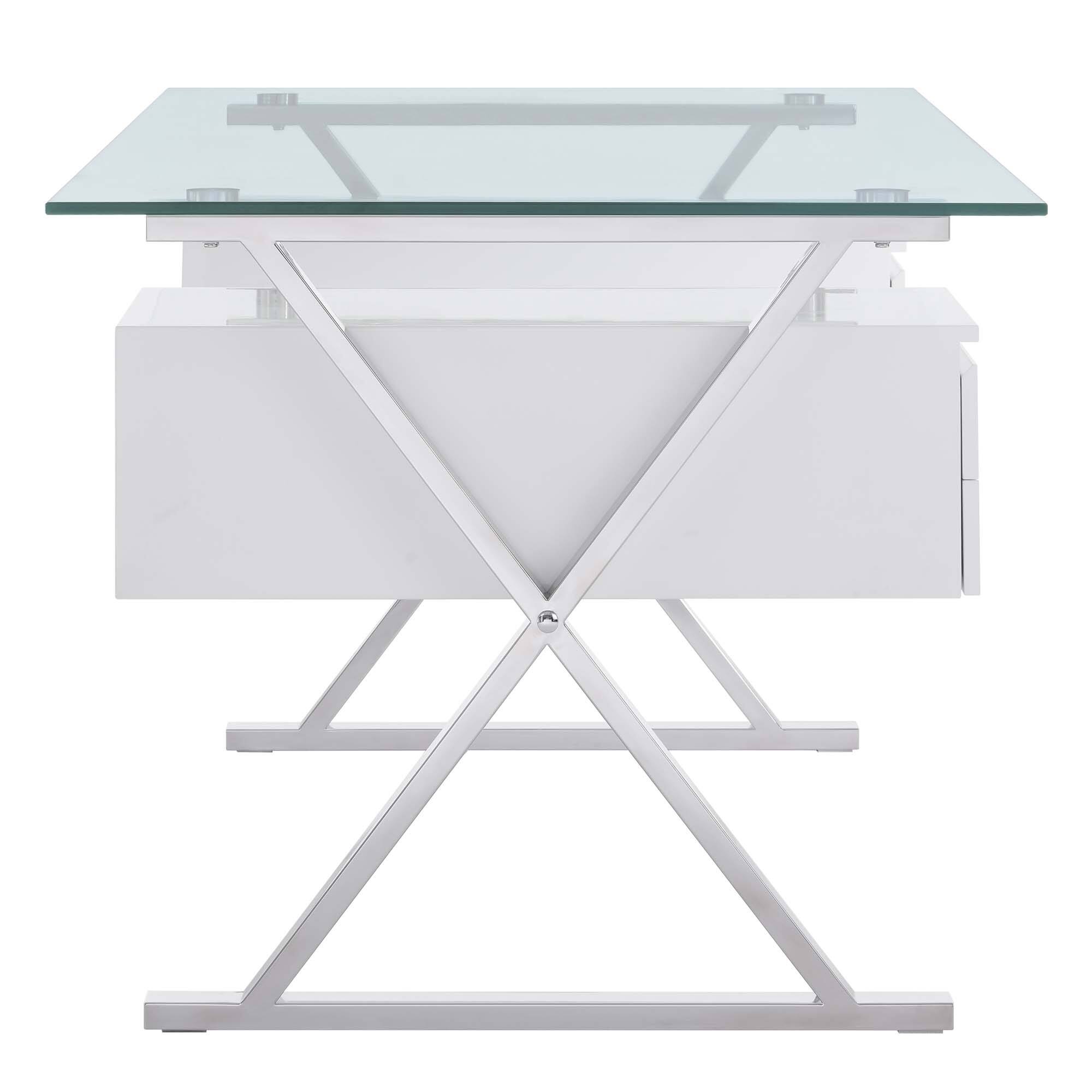 Back. Modway - Sector 71" Glass Top Glass Office Desk by Modway - White.