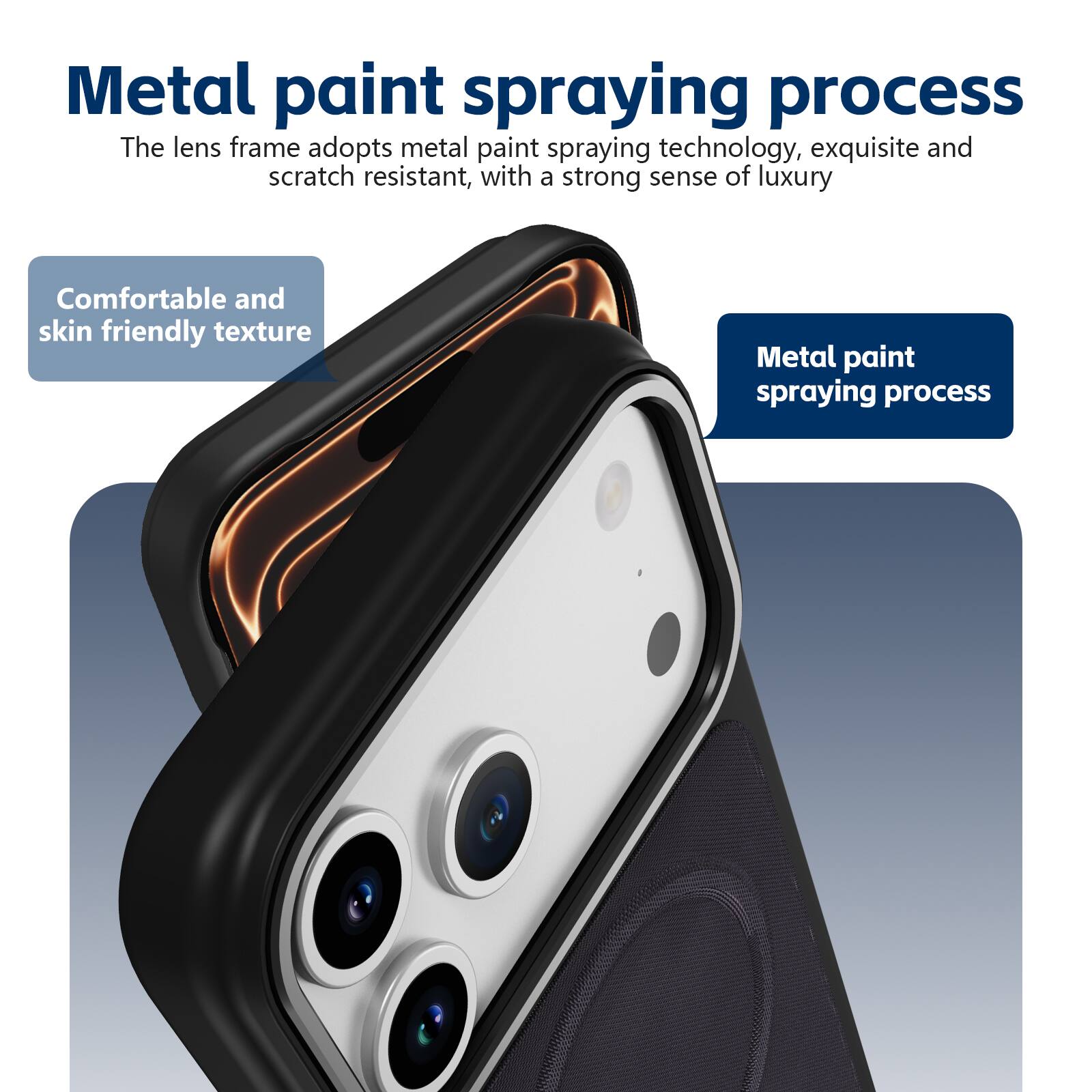 Metal paint spraying process

The lens frame adopts metal paint spraying technology, exquisite and scratch resistant, with a strong sense of luxury

Comfortable and skin friendly texture