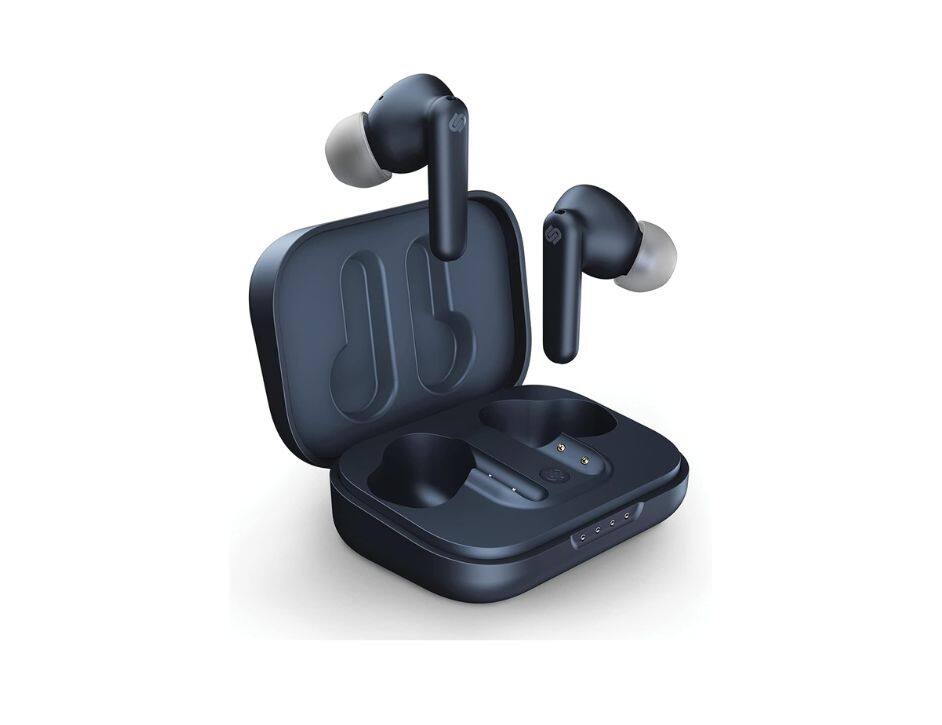 Back. Urbanista - Urbanista London Active Noise Cancelling Wireless Charging I Color: Dark Sapphire Earbuds - Dark Sapphire.