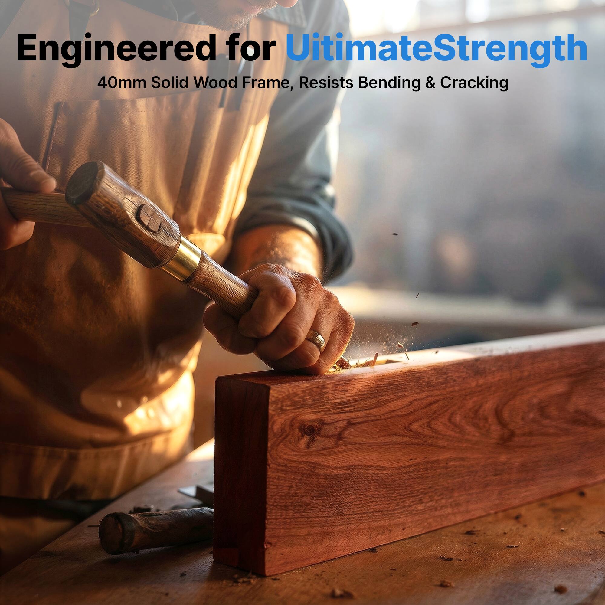 Engineered for Ultimate Strength  
40mm Solid Wood Frame, Resists Bending & Cracking