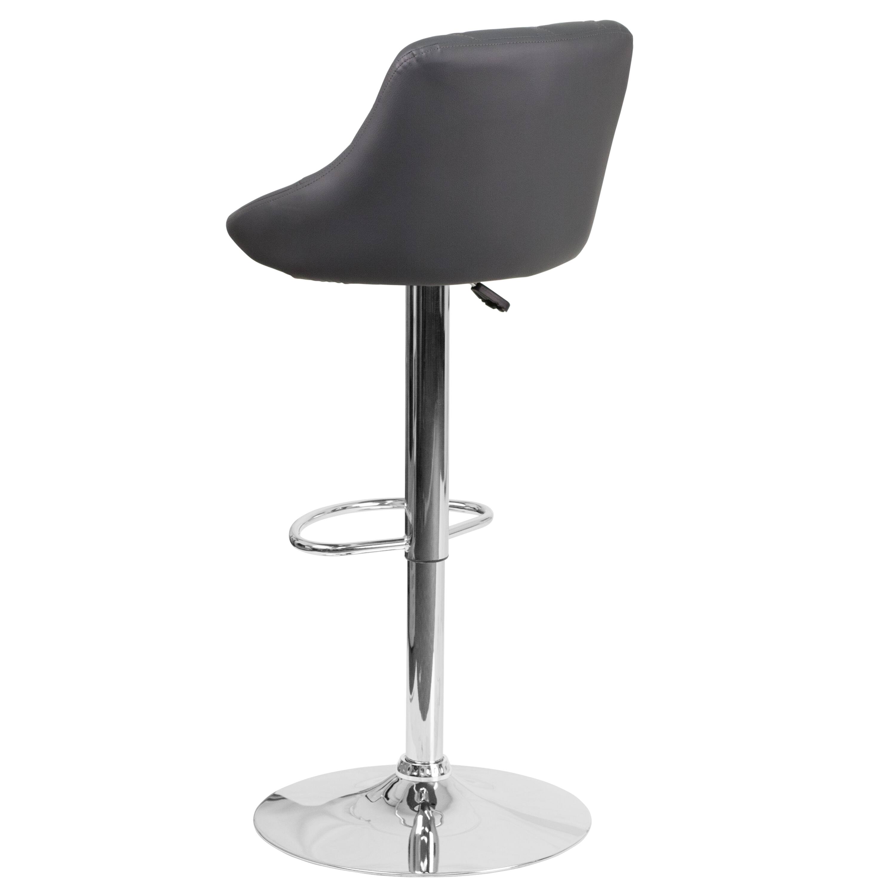 Alt View 5. Emma + Oliver - Bucket Seat Adjustable Height Barstool with Diamond Pattern Back - Gray.