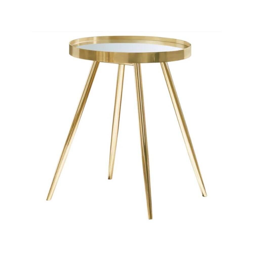Left. Coaster Co. of America - Kaelyn 3-piece Round Coffee and End Table Set Gold - Gold.