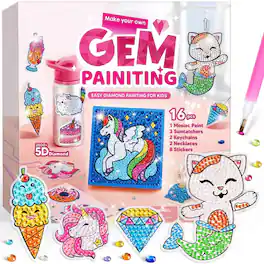 Joyfy - 16 Projects Big Gem Art, 5D Gem Painting Activities Kits for Kids, Diamond Arts And Crafts, Birthday Gift for Girls 6-12