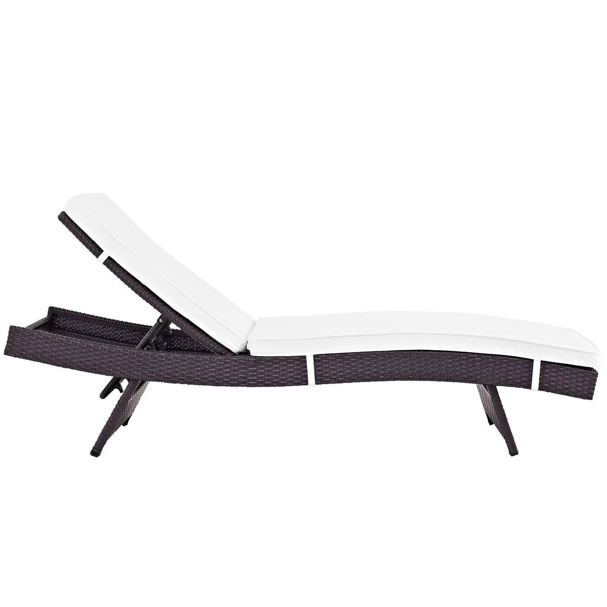 Left. Modway - Convene Outdoor Patio Chaise Set of 4 - Reclining Synthetic Rattan Chaise - Espresso White.