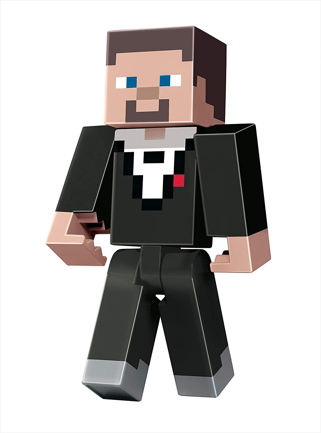 Fisher-Price - Minecraft Dungeons Large 11 Inch Articulated Action Figure | Tuxedo Steve - Black