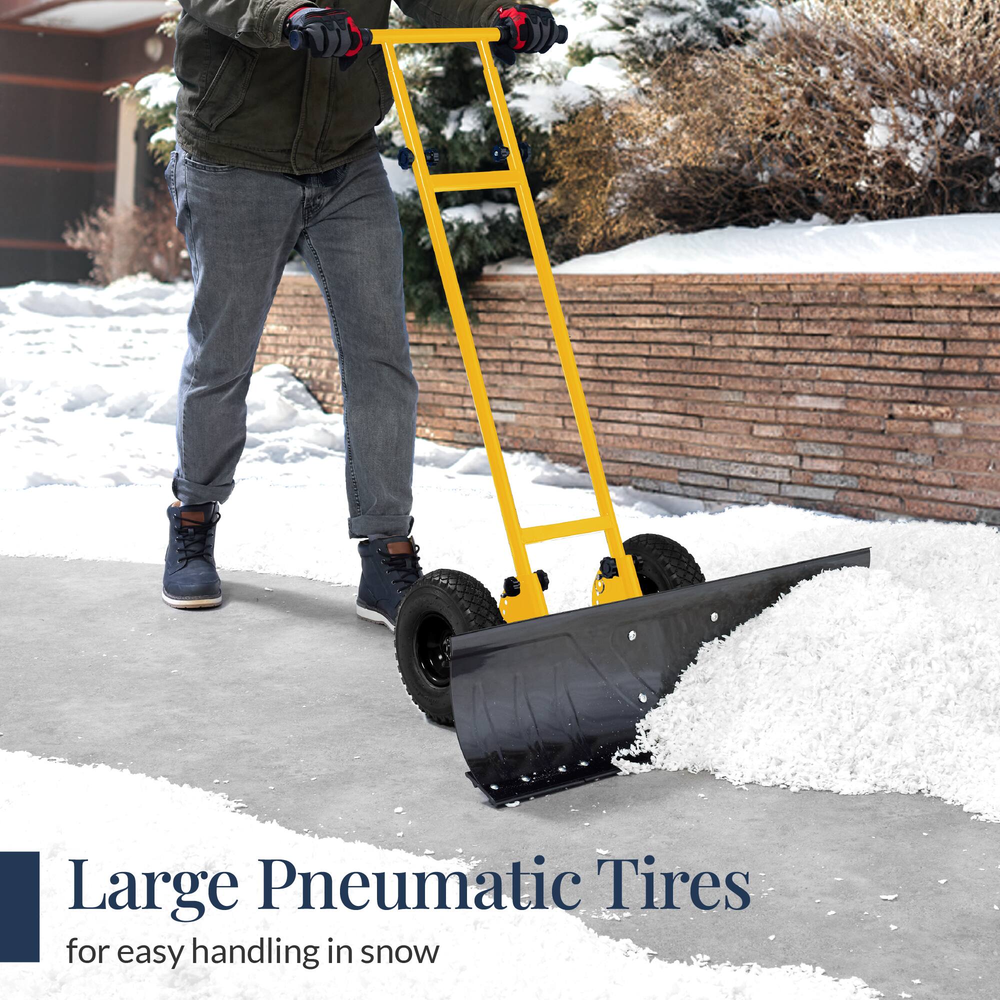 Large Pneumatic Tires  
for easy handling in snow