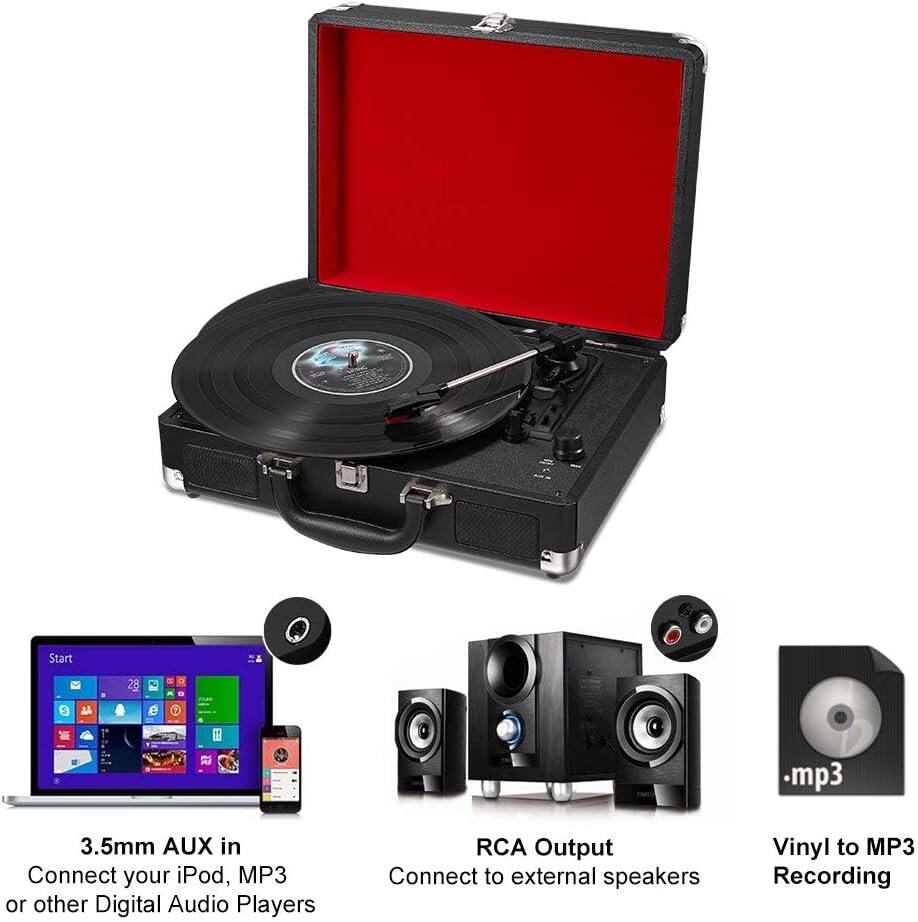 Start 28 e .mp3  
3.5mm AUX in  
Connect your iPod, MP3 or other Digital Audio Players  
RCA Output  
Connect to external speakers  
Vinyl to MP3 Recording