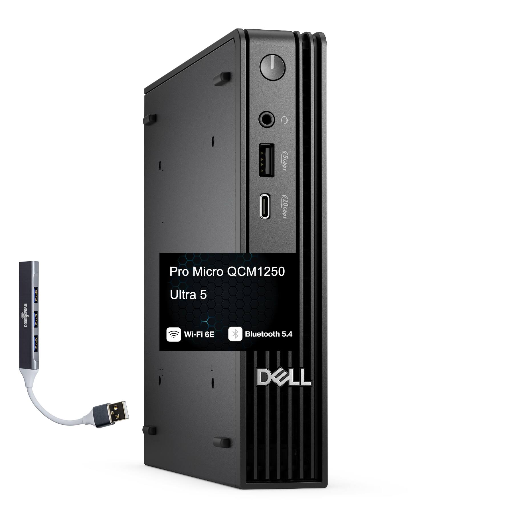 Dell - Pro Micro QCM1250 Mini Desktop (Ultra 5-235T, 16GB, 512GB SSD, Intel Graphics, WiFi 6E, Win 11 Pro) w/USB Hub - Black