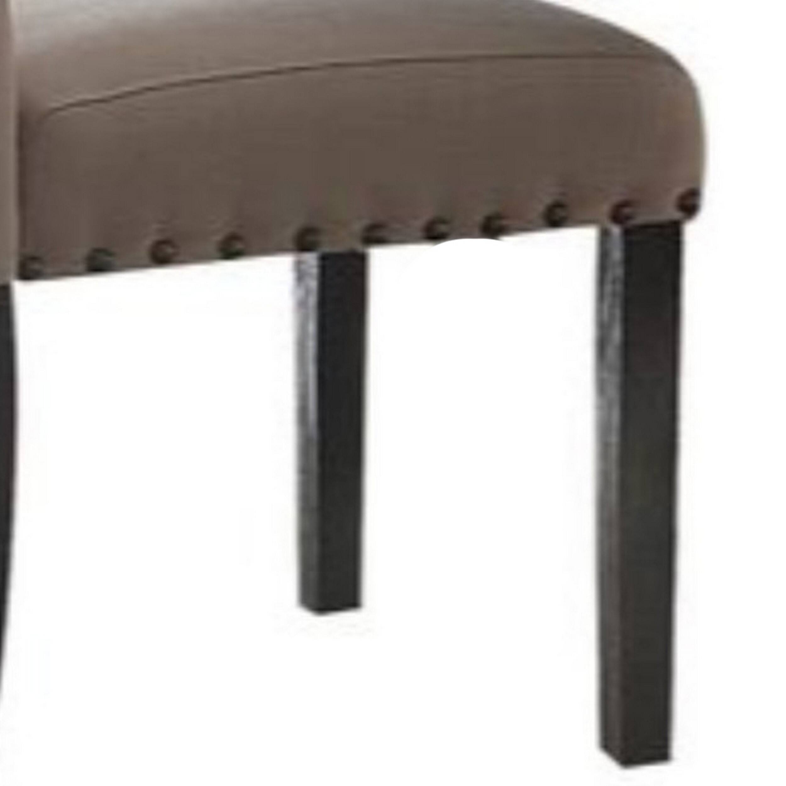 Alt View 3. Manhattan Lane - Nailhead Trim Fabric Upholstered Wooden Side Chair, Set of 2 - Beige and  Brown.
