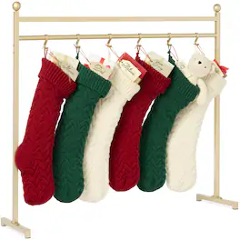Best Choice Products - 3ft Christmas Stocking Stand, Hanging Holiday Decor Display w/ Name Tags, Chalk Marker - Gold