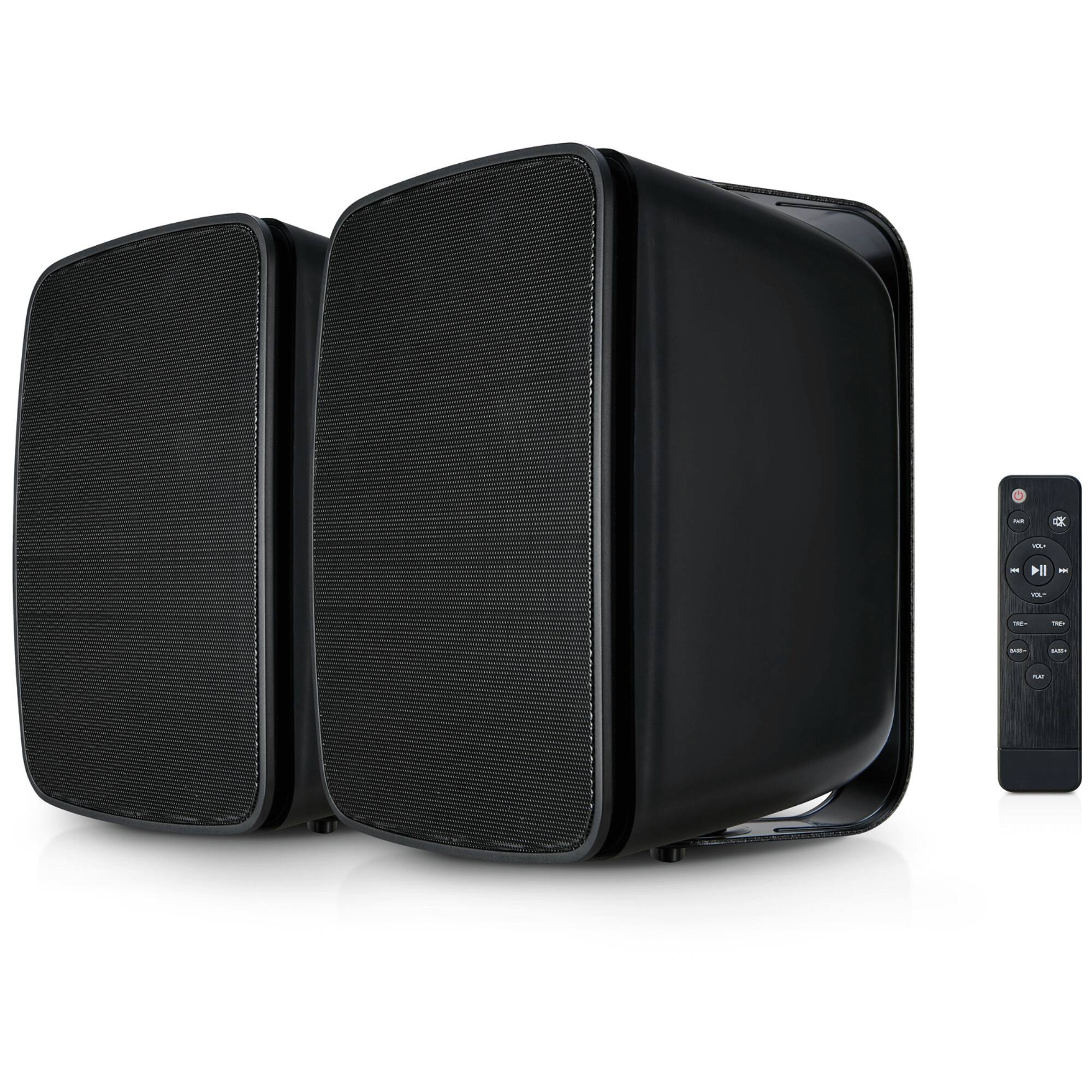 Alt View 2. SoundPro - Dual Bluetooth Weatherproof Indoor & Outdoor Wall-Mount Loudspeakers - Black.