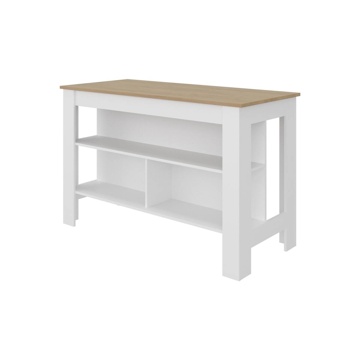 Angle. Loheer - Loheer White and Natural Oak Kitchen Island Rectangular Open Storage - White and Natural Oak.