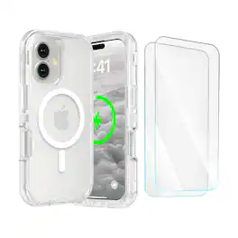 Entronix - Heavy Duty Bundle for iPhone 17 - Magnetic Case & 2 Screen Protectors - Clear