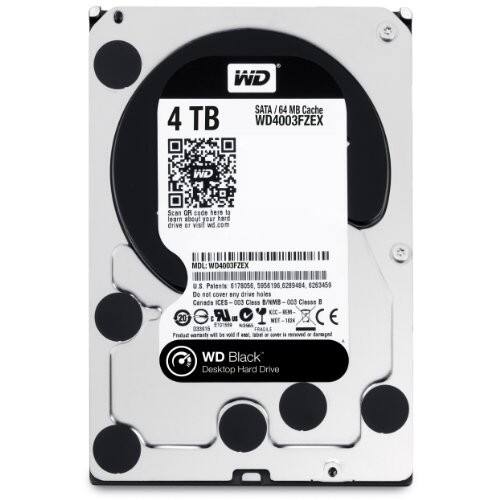 WD SATA I 64 MB Cache 4 TB WD4003FZEX  
Scan QR code here to learn about your hard drive  
Visit wd.com  
MDL: WD4003FZEX  
US Patents: 6178056, 95619, 6289484, 6263459  
Do not cover any drive holes  
Canada ICES 003 Class B/NMB 003 Class B  
KCC E-20 LR - WET 1634  
NO GS  
FRADLLS  
Fradled wEl D word -M oner  
damaged  
WD Black Desktop Hard Drive