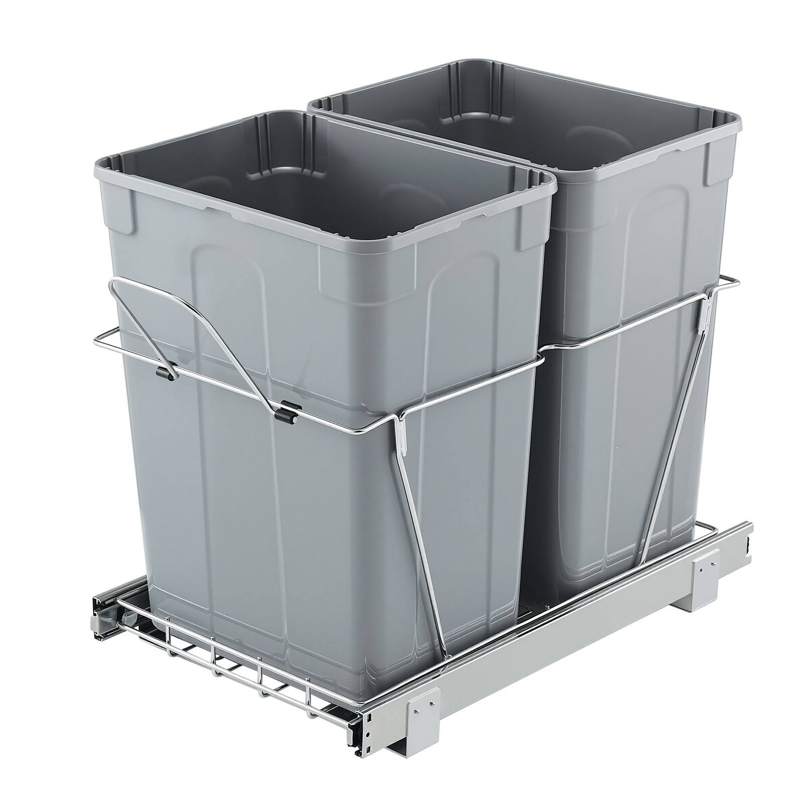 Alt View 5. VEVOR - Pullout Trash Can for Kitchen Cabinets, 35 QT x2 Double Under Sink Garbage Waste Recycling Bin - Grey.
