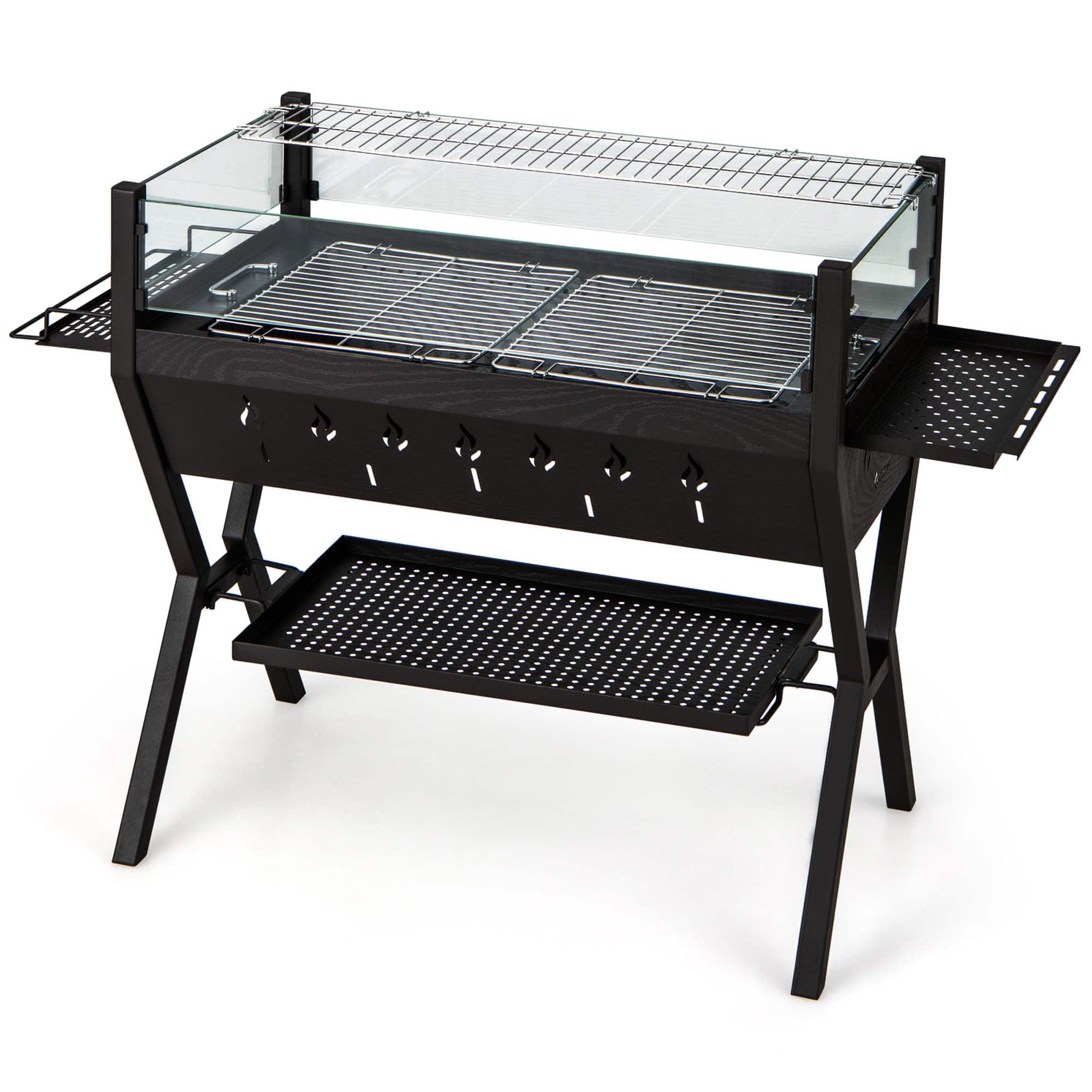 Alt View 17. Costway - Stainless Steel Barbecue Charcoal Grills with Seasoning Racks & Storage Shelf - Brown.