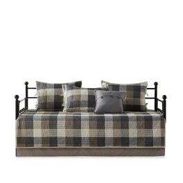 Gracie Mills - Donner 6 Piece Reversible Plaid Daybed Cover Set - Gray