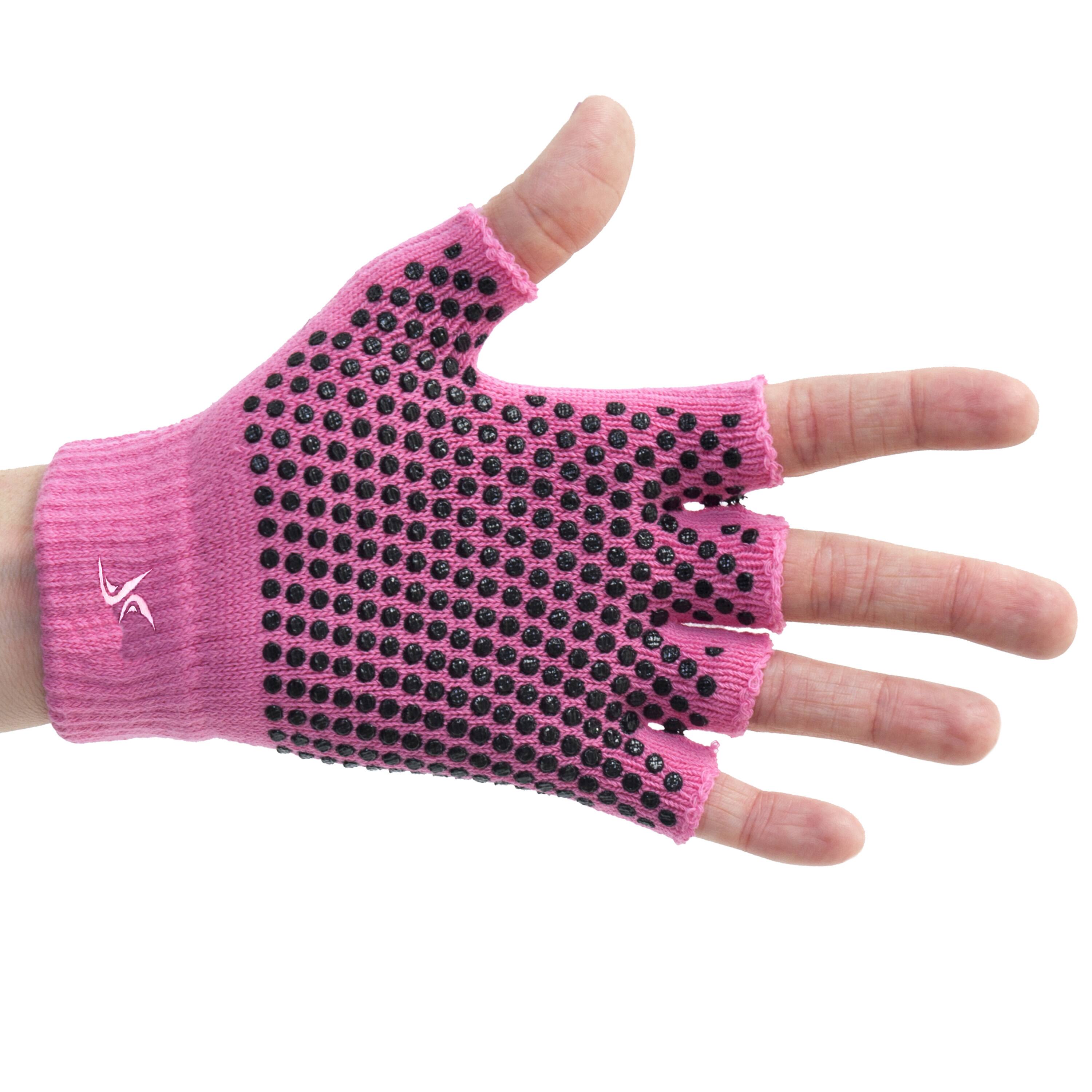 Left. ProsourceFit - ProsourceFit Grippy Yoga Gloves, Pack of 3 - Purple/Pink/Aqua.