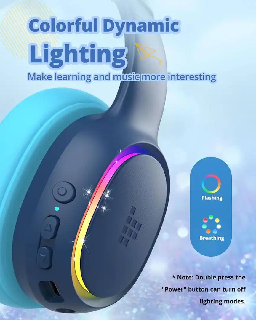 Colorful Dynamic Lighting  
Make learning and music more interesting  

Flashing  
Breathing  

*Note: Double press the "Power" button can turn off lighting modes.