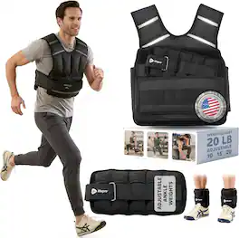 LifePro - Adjustable Weighted Vest for Men Walking Running and Strength Training Workout Vest 15 to 20 lb - Black