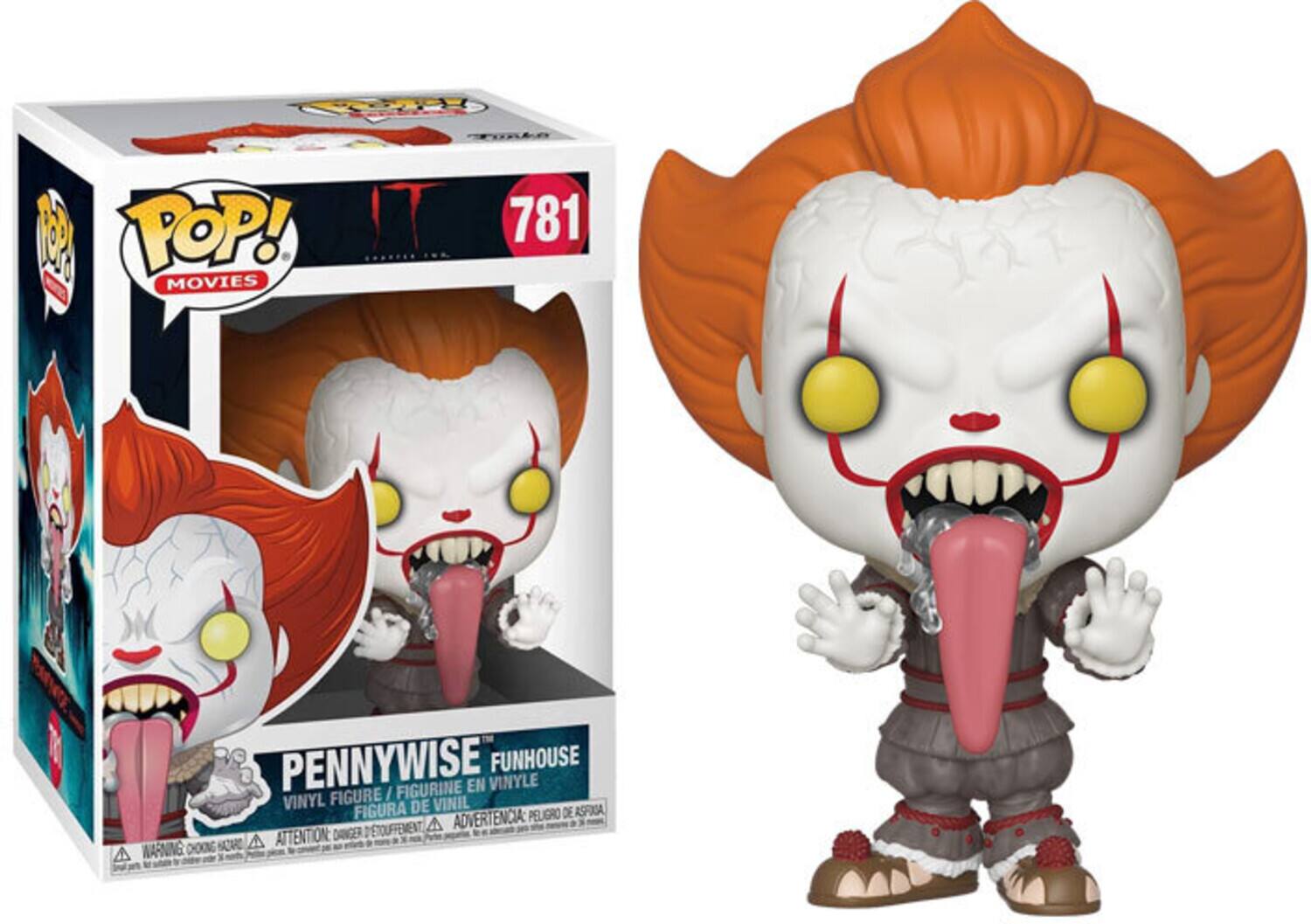 POP! MOVIES SPOREn 781 PENNYWISE FUNHOUSE FIGURINE EN VINYLE FIGURE / VINYL FIGURA DE VINIL PELIGRO DE ASFIGA D-ETOUFFEMENT A ADVERTENCIA A ATTENTION DANGER WARNING
