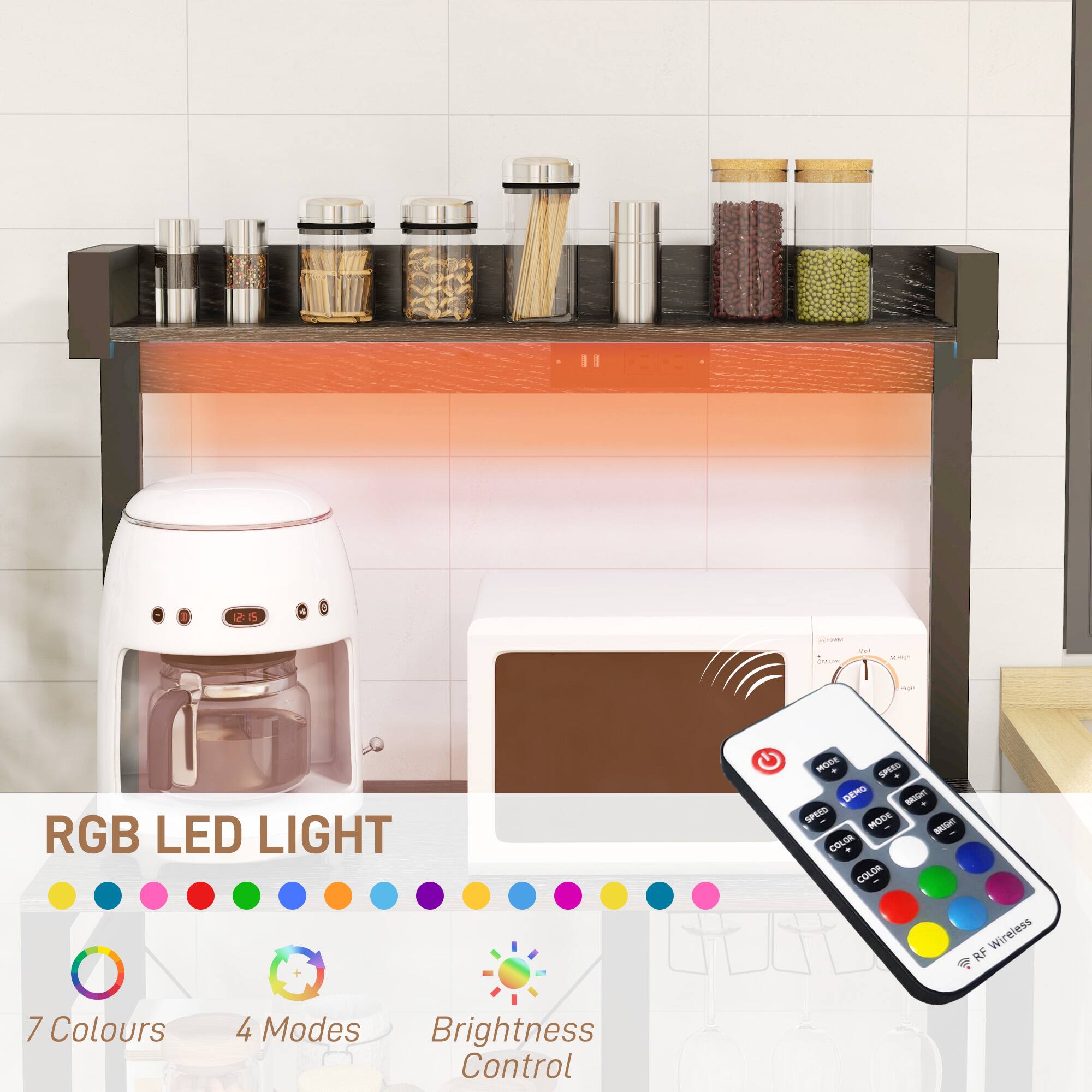 RGB LED LIGHT, 7 Colours, 4 Modes, Brightness Control